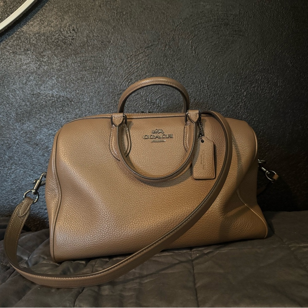 Coach Large Rowan Satchel in Dark Stone